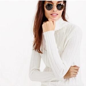J. Crew ivory long sleeve cable knit turtleneck sweater